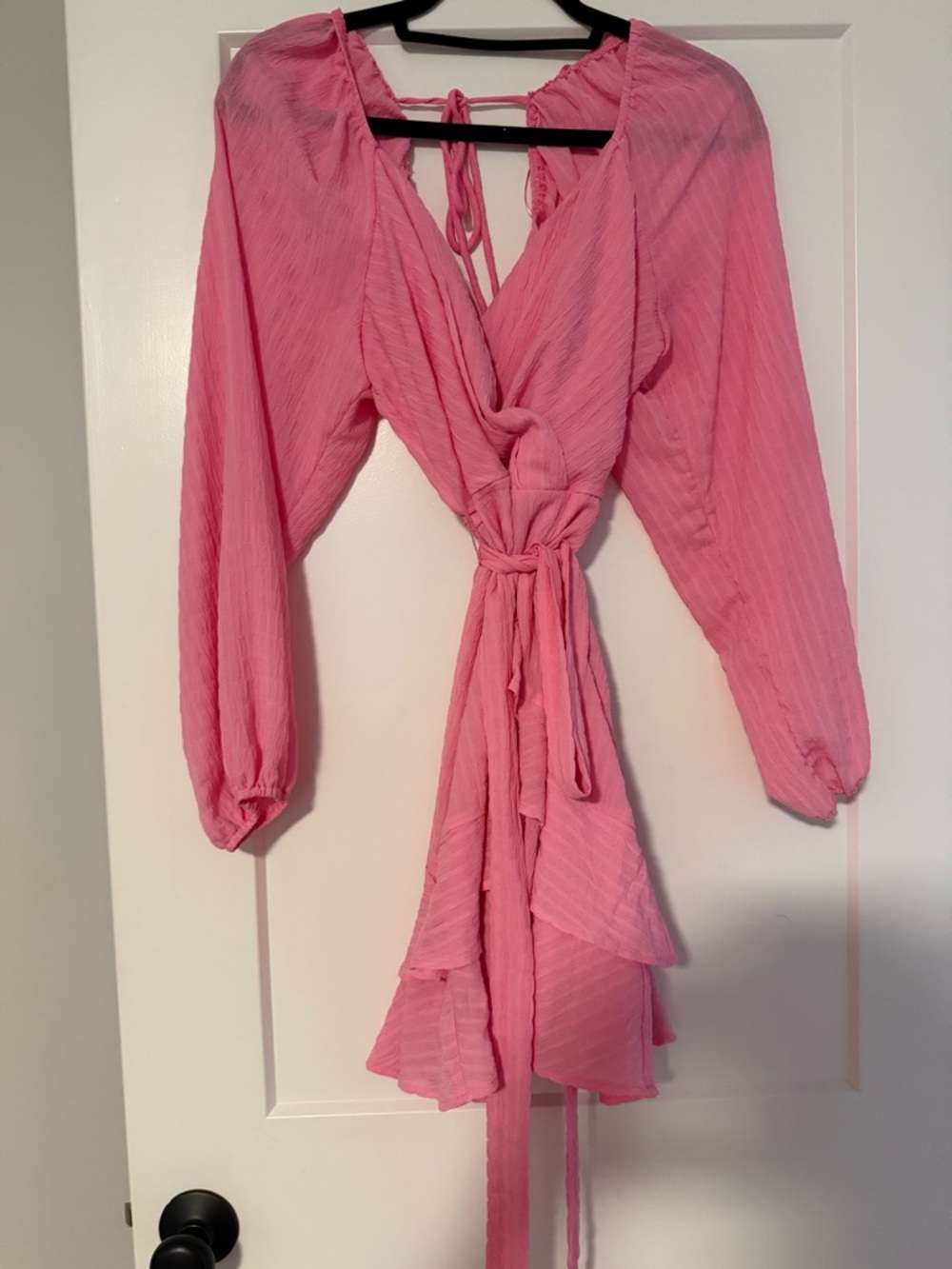 mi·ami Pink Textured Tie-Front Mini Dress